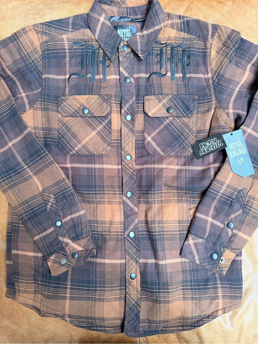 NWT Metal Mulisha Wartime Flannel Shacket Men’s S Lined Plaid Snap Shirt Jacket